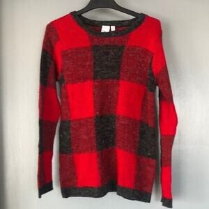 OH MG! Red and Black/gray buffalo check XL long sleeved sweater scoop neck